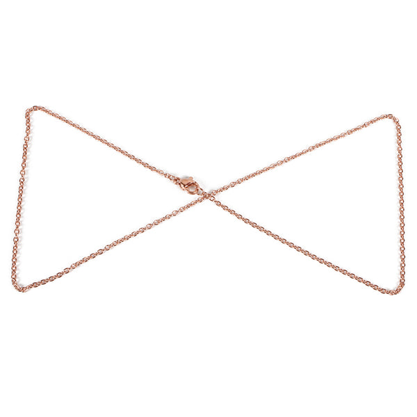 Rose gold plated stainless steel cable chain x 1 piece 45.5cm
