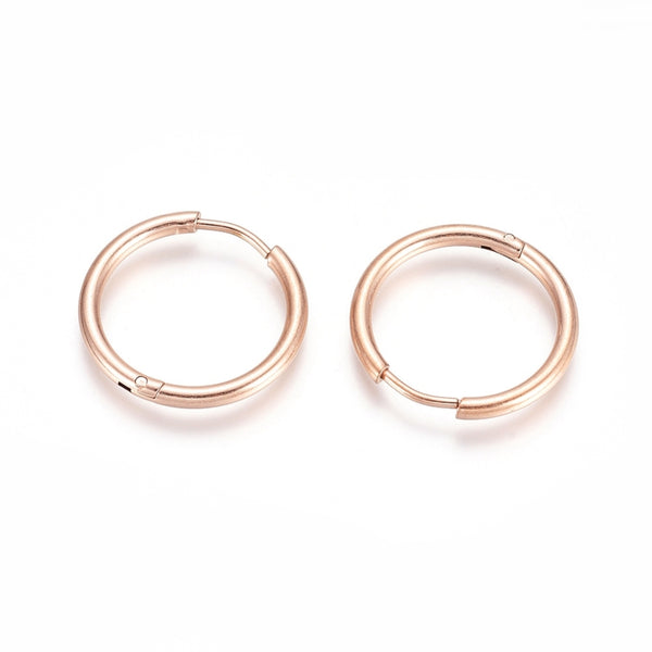 2cm Rose Gold stainless steel Huggie hoops - 1 pair