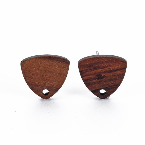 Walnut stud tops with stainless steel posts x 6 pieces - triangle