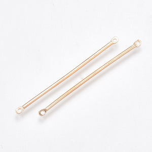 Gold plated bar double connector charm 8 x pieces - 4cm