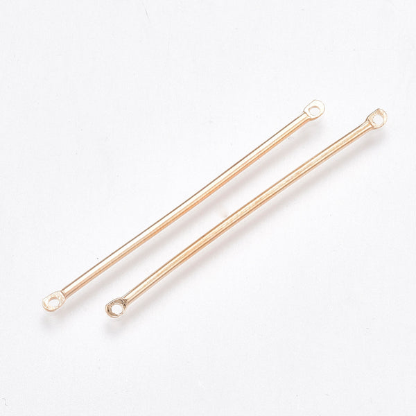Gold plated bar double connector charm 8 x pieces - 4cm