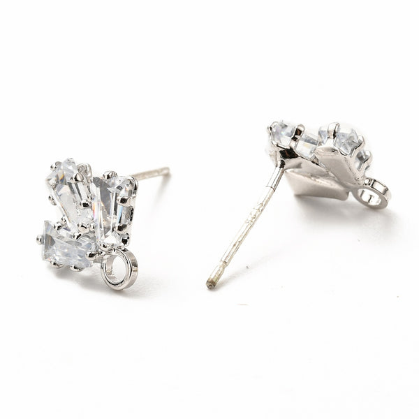 Silver Diamanté stud earring post x 6 pieces