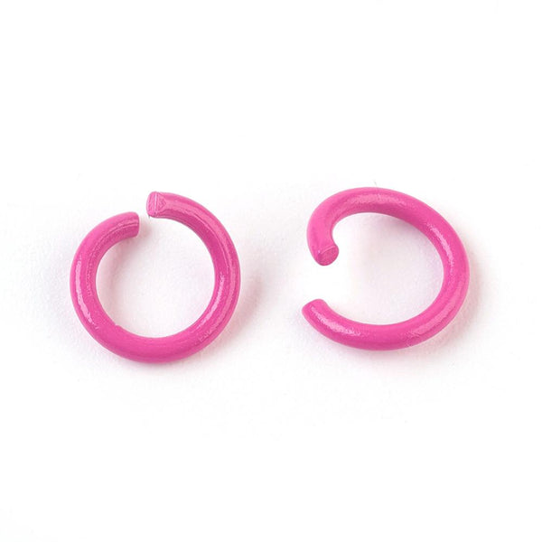 Dark rose  pink 8mm coloured Jump rings x 50 pieces