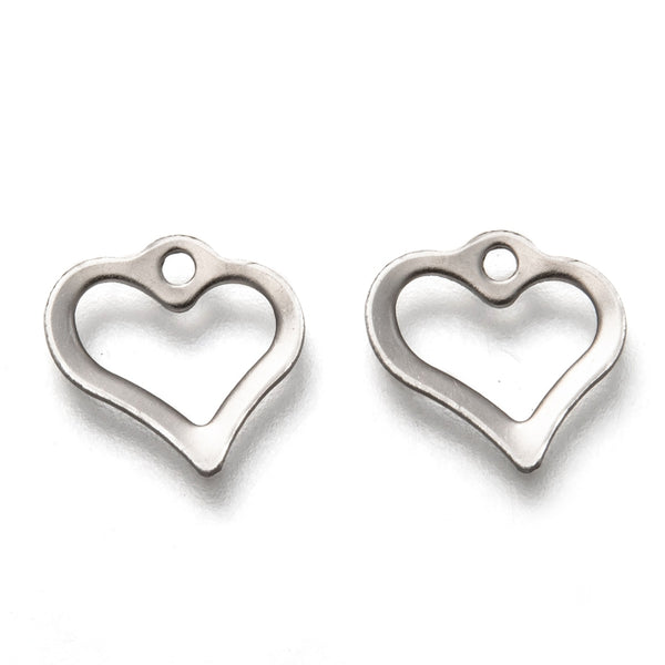 Stainless steel heart charms x 20 pieces