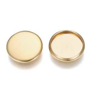 Gold Stainless steel 1.2cm tray bezel setting x 10 pieces