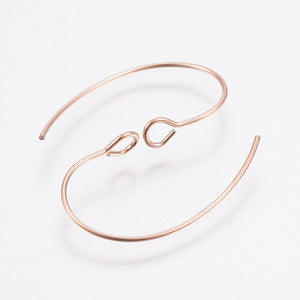 Rose Gold plated stainless steel hooks 2.5cm x 1.6cm x 10 pieces (5 pairs)