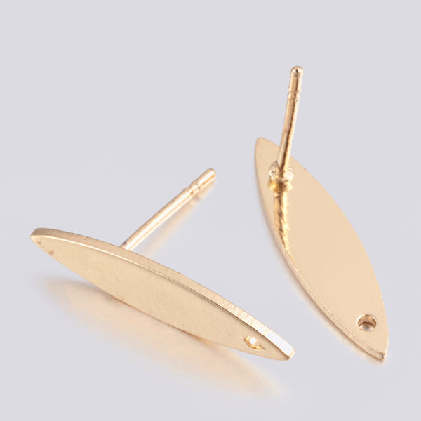 Gold plated marquise shape stud tops x 6 pieces