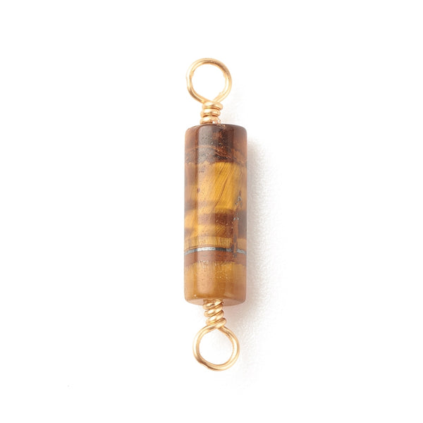 Natural tiger eye connector charm 2.6cm x 5mm x 6 pieces