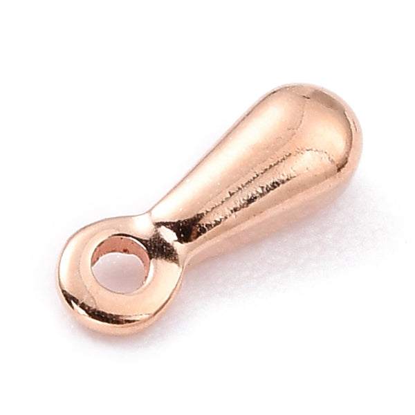 Rose gold plated stainless steel tiny solid drop charms x 8 pieces