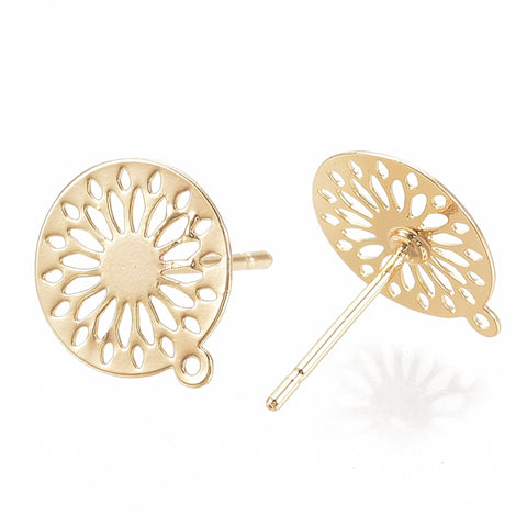 Genuine 18K gold plated Flower detail stud tops x 10 pieces