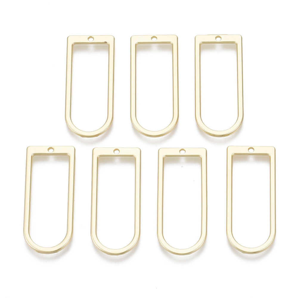 Long arch shape yellow gold plated brass charm x 8 pieces