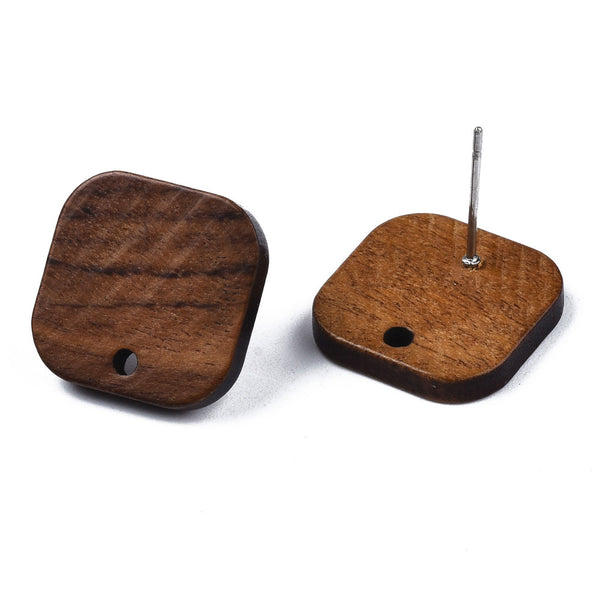 Walnut stud tops with stainless steel posts x 6 pieces -Square