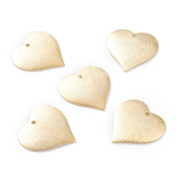 Genuine 24K gold plated textured heart charms x 6 pieces