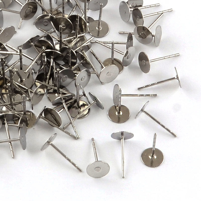 10mm SURGICAL 316 stainless steel earring posts - 100 pieces