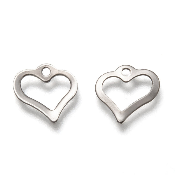 Stainless steel heart charms x 20 pieces