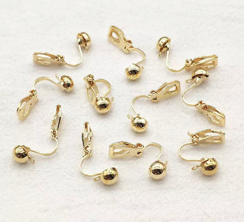 Gold plated dome clip on earring x 8 pieces