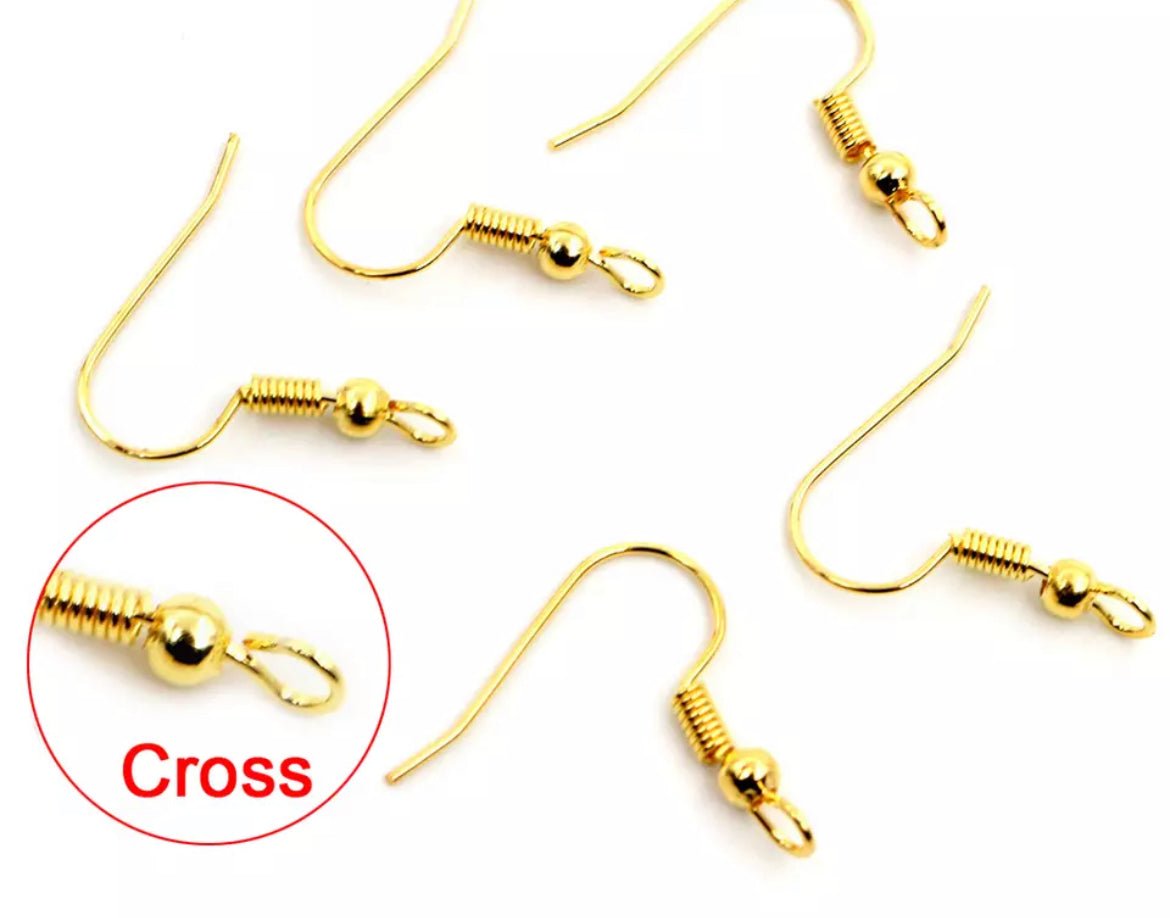 Yellow gold stainless steel plated front facing Shepard hooks