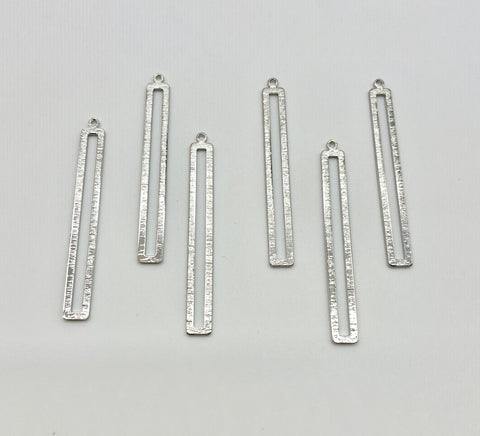 Silver plated long rectangle charm x 4 pieces