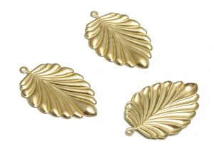 Brass smooth finish leaf charms x 4 pieces