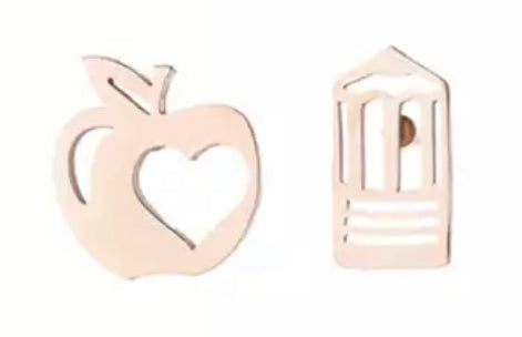 Rose Gold - Apple & pencil stainless steel stud pack add on - 1 pair