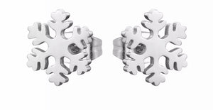 Silver Snowflake stainless steel stud add ons - 1 pair