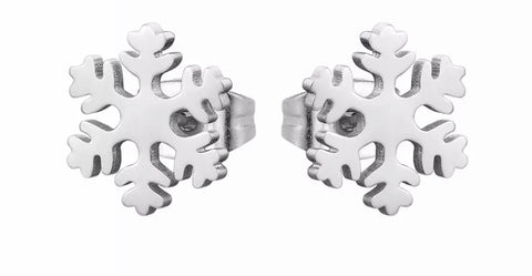 Silver Snowflake stainless steel stud add ons - 1 pair