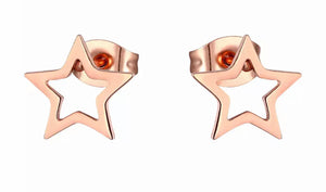 Rose Gold open star stainless steel stud add ons - 1 pair