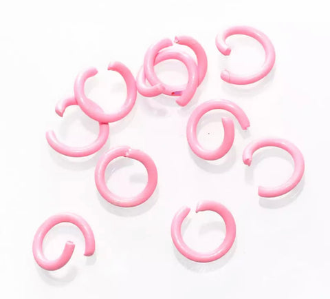 8mm coloured Jump rings - lollie pink x 50 pieces