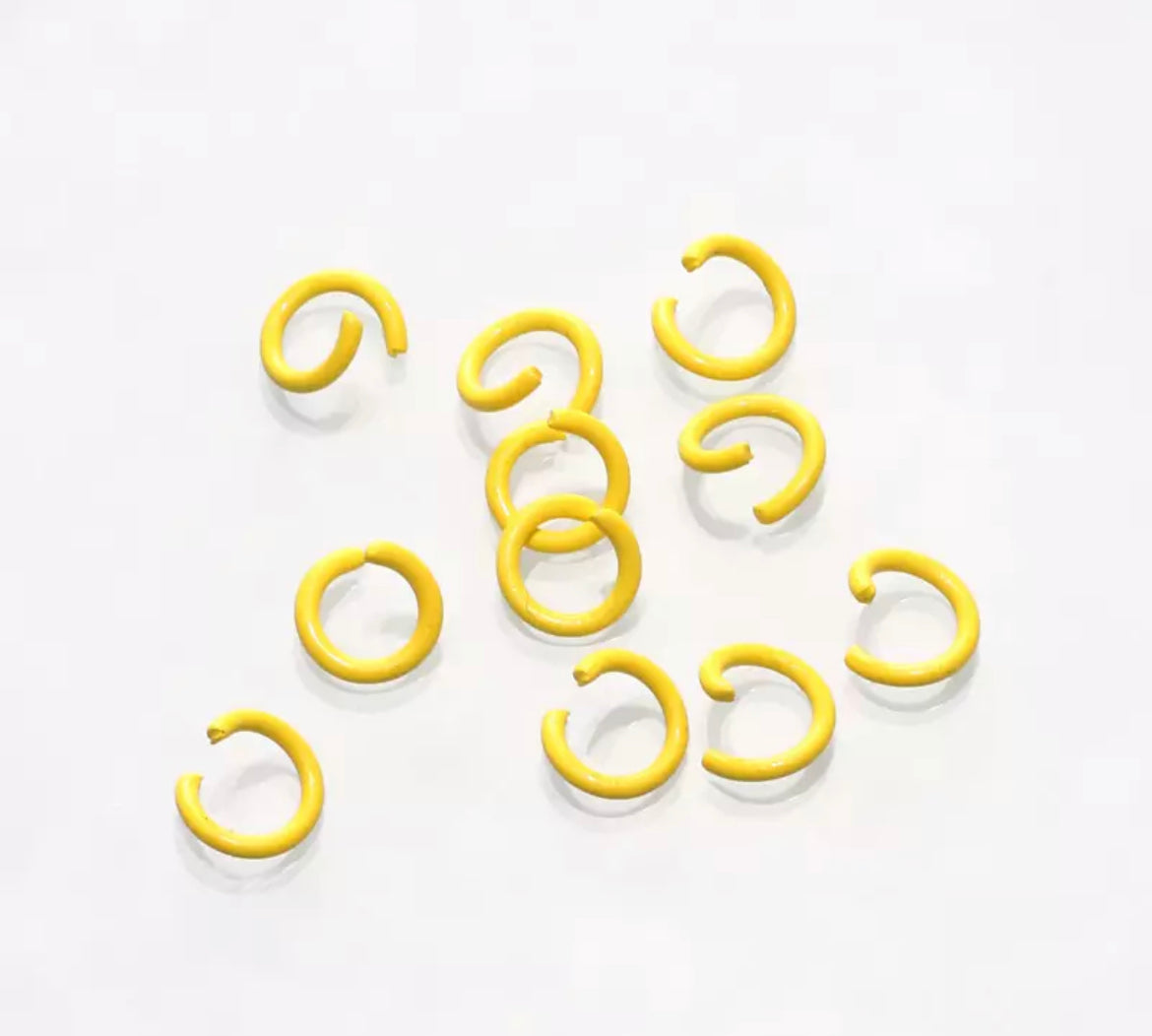 8mm coloured Jump rings - Yellow x 50 pieces