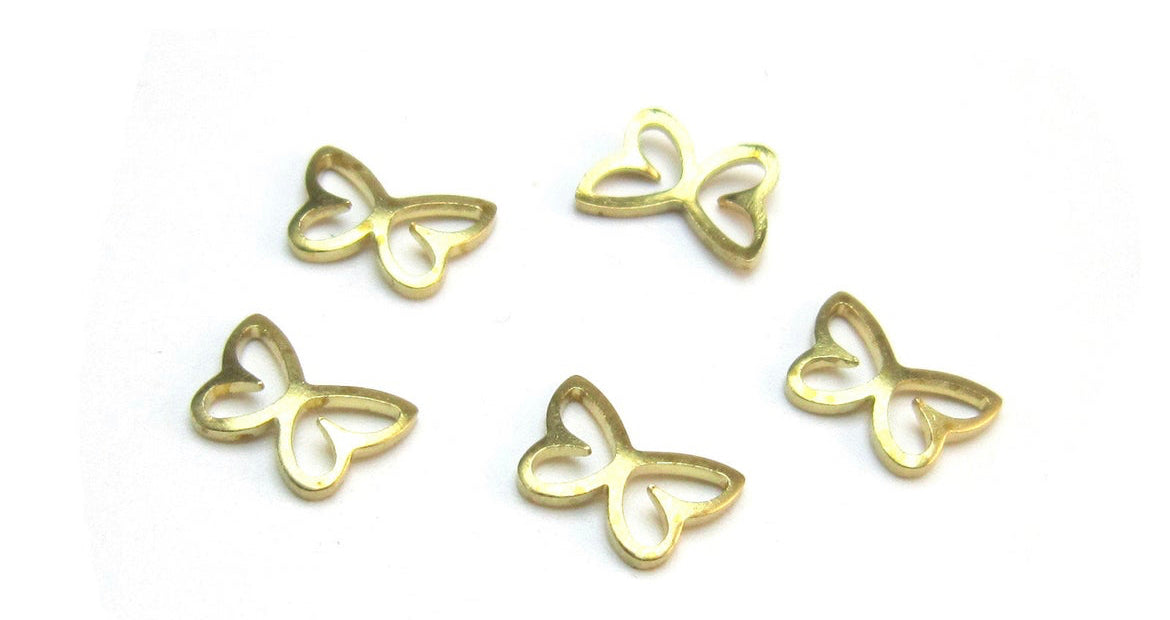 Tiny brass butterfly charm connectors - pack of 8