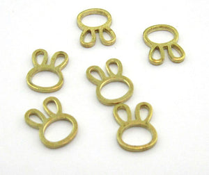 Tiny brass bunny charms - pack of 6