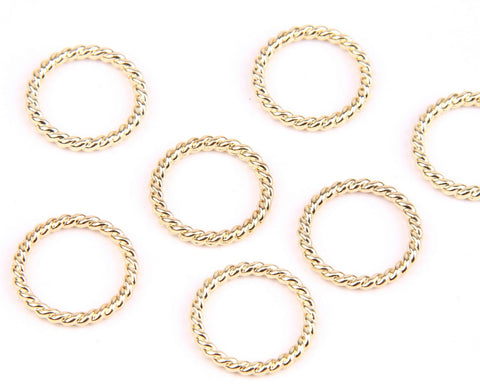 Gold plated twist round charms x 6 pieces