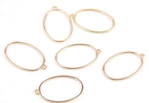 Gold plated oval shape charm x 4 pieces