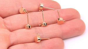 Gold plated  flat round stud tops x 8 pieces