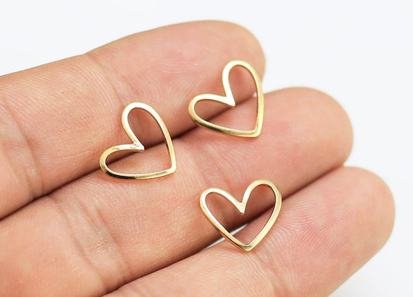 Genuine 24K gold plated heart shape charm connectors x 8 pieces