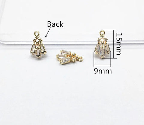 Gold plated Diamante fish tail connector charm  x 4 pieces