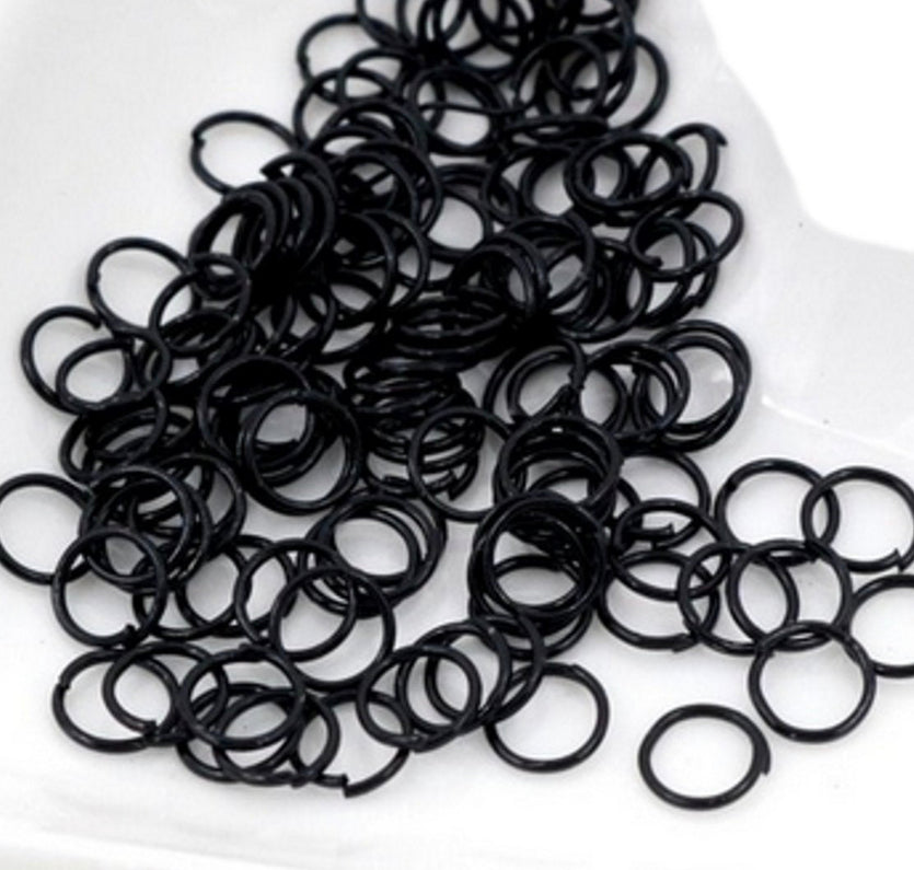 6mm Jump rings - GLOSSY BLACK - 100 pieces