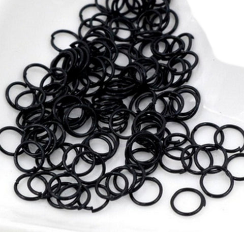 8mm x .8mm Jump rings GLOSSY BLACK - 100 pieces