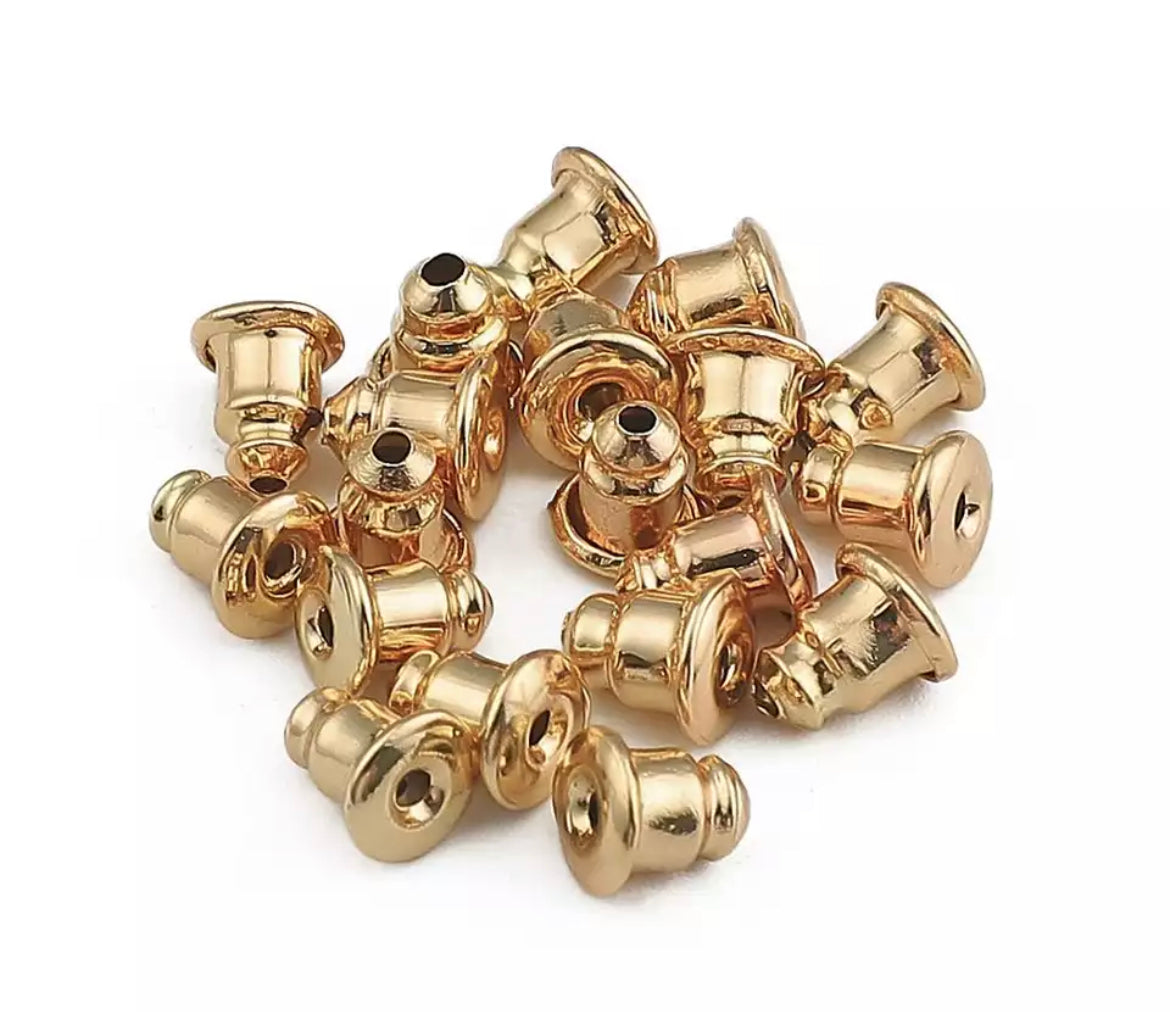 Genuine 18K Gold Plated bullet earring backs - 50 pieces