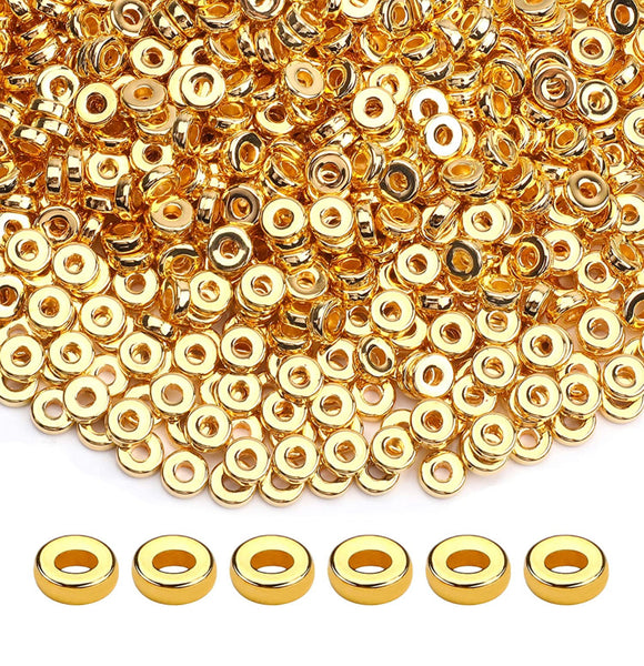 Flat Gold plated plastic spacer beads - 20 pieces