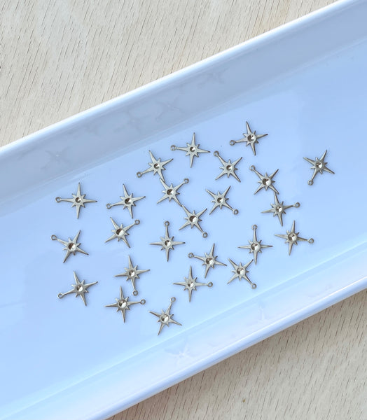 Small gold plated star charm connectors x 10 pieces