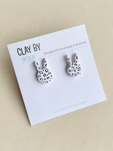 Large leopard print bunny studs