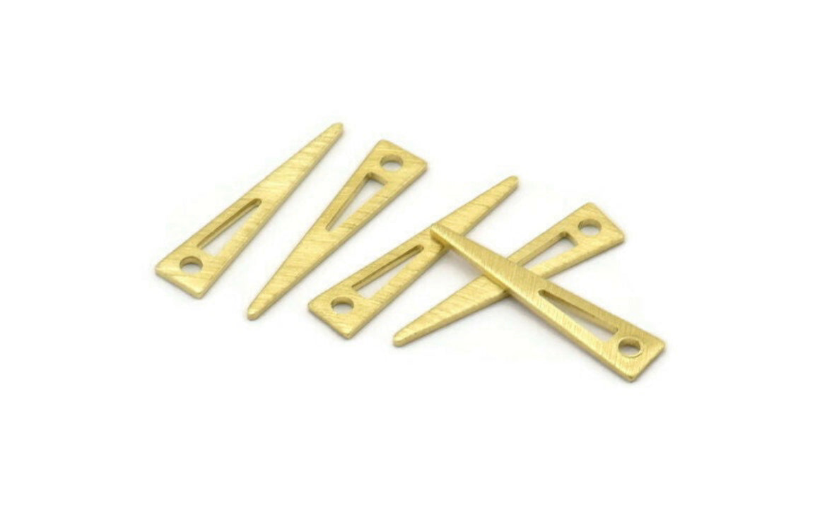Brass cut out triangle/spike charm connectors x 6 pieces