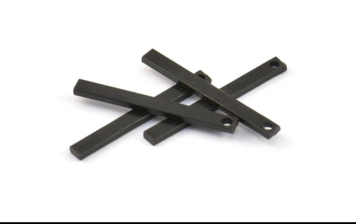 Black bar charm connector 2cm x 6 pieces