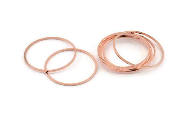 Rose gold tone 3cm circle charm connector x 4 pieces
