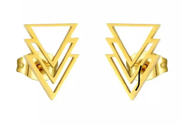 Geometric Gold plated stainless steel studs - 1 pair