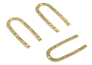 Brass textured U shape shape charm connectors x 6 pieces