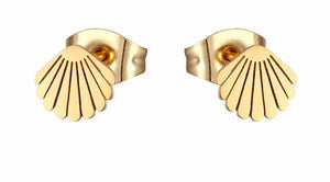 Shell Gold plated stainless steel studs - 1 pair