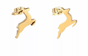 Reindeer Gold plated stainless steel studs - 1 pair
