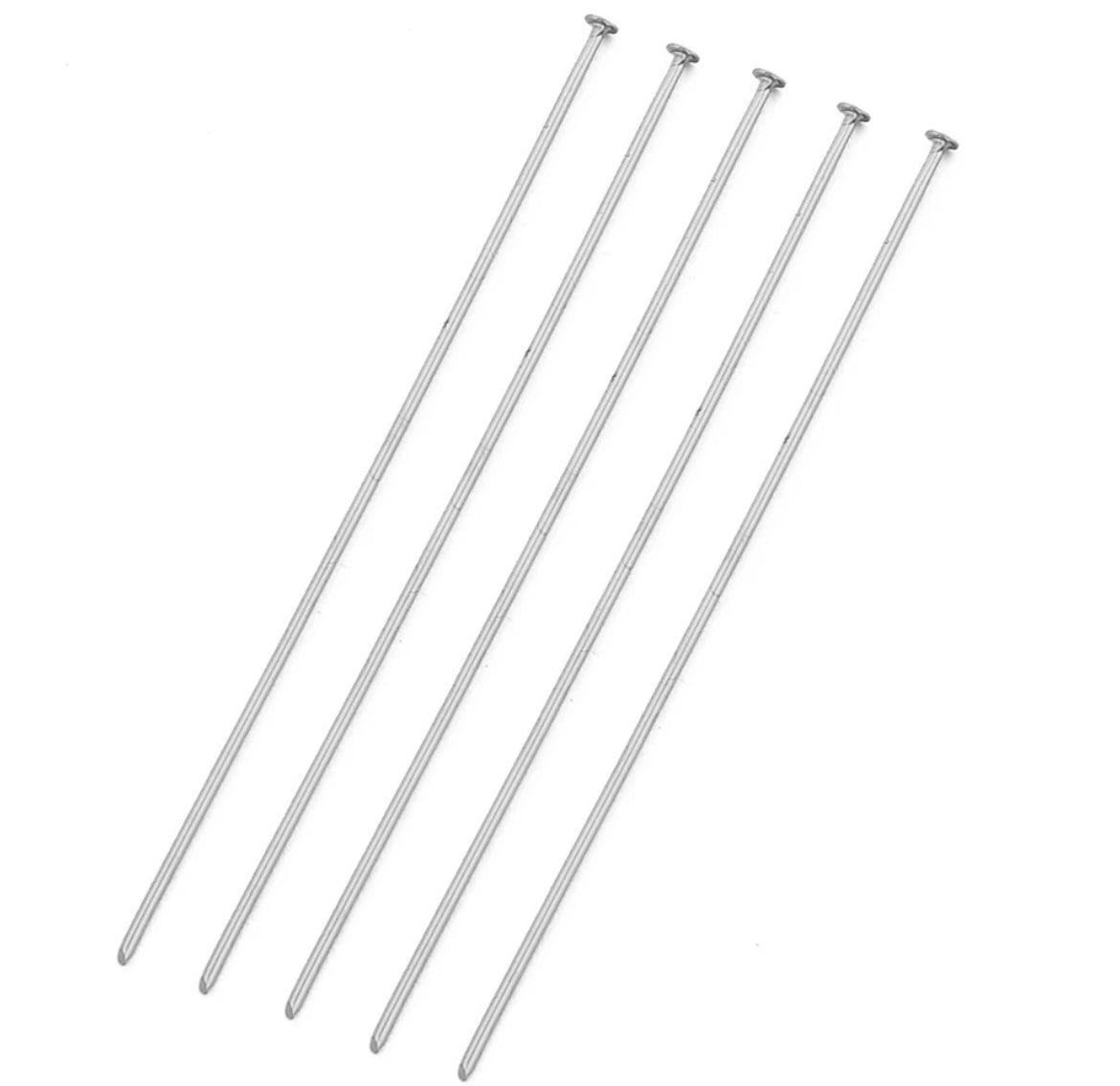 Flat head pins, silver plated stainless steel  - 10 x pieces